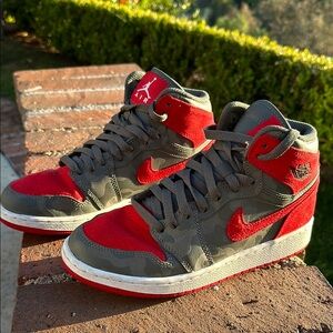 Nike Air Jordan’s Size 5.5Y Men's Red and Gray Camo Sneakers
